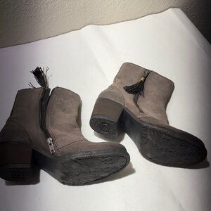 Born Taupe Suede Tassel Ankle Boots